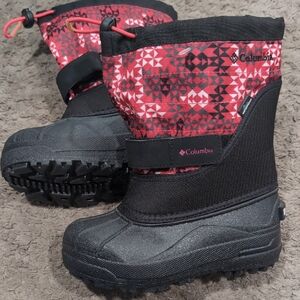 Columbia Kids' Patterned Pink and Black Boots Size 13
